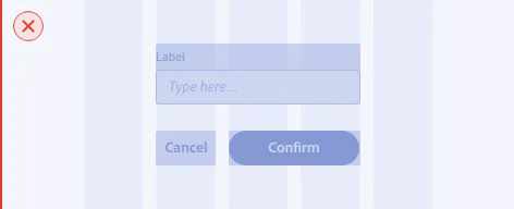 グリッド上にレイアウト領域を配置し、その内側に要素を配置した悪い例。12カラムのグリッドがあり、灰色のレイアウト領域が配置されている。領域の内側のUI要素がグリッドのカラムに沿って配置されており、要素間の間隔が不自然になっている